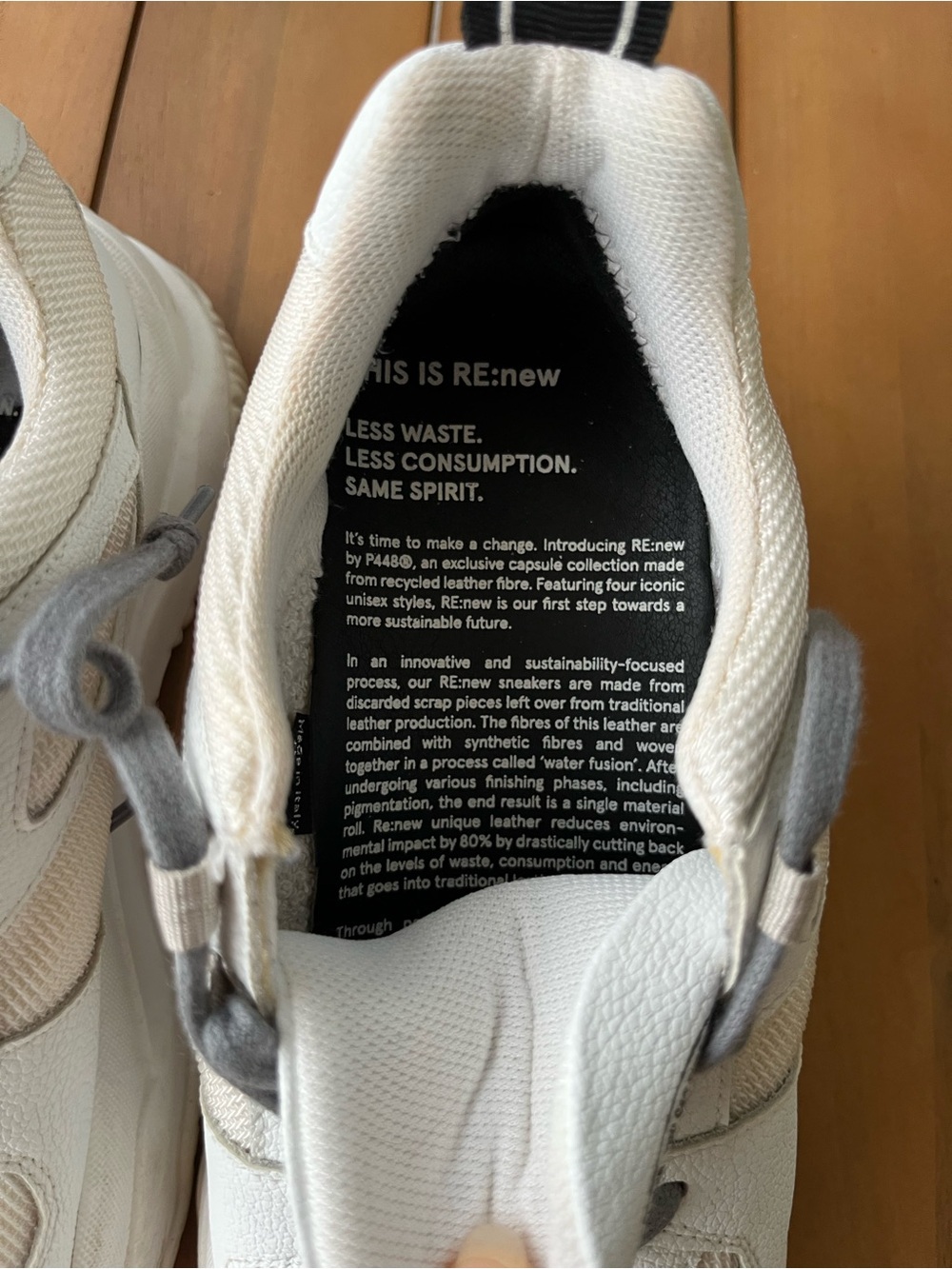 P448 White & Beige Leather Mesh Sneakers size 38 - Picture 2 of 16